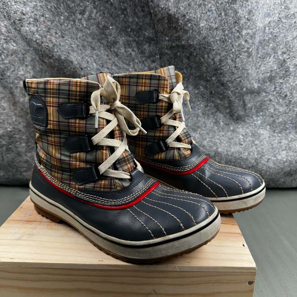 Sorel Women's Tivoli Waterproof Plaid Laced Winter Snow Boots Size 10